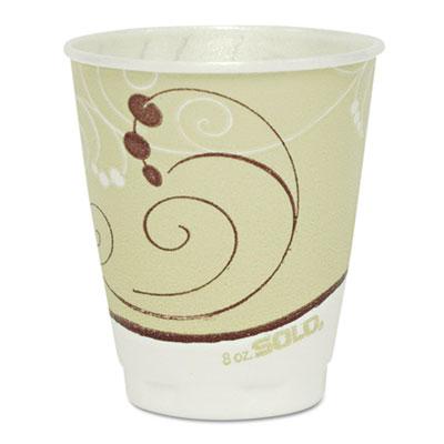 Dart Solo Symphony Design Trophy Foam Hot/Cold Drink Cups, 8 oz, Beige, 1000/Carton
