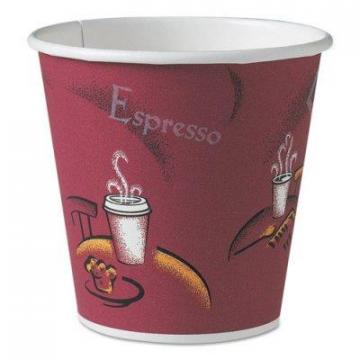 Dart Solo 410SI0041 Single-Sided Poly Paper Hot Cups in Bistro Design