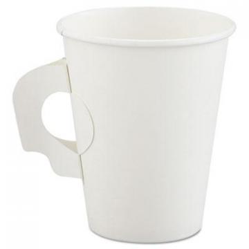 Dart Solo Polycoated Hot Paper Cups with Handles, 8 oz, White