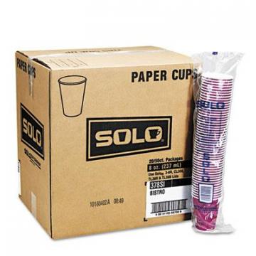 Dart Solo Solo Bistro Design Hot Drink Cups, Paper, 12oz, Maroon, 50/Bag, 20 Bags/Carton