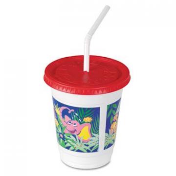 Dart Solo Plastic Kids' Cups with Lids/Straws, 12 oz, Jungle Print