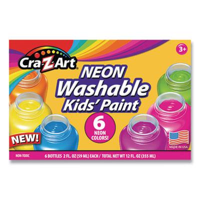 Cra-Z-Art Neon Washable Kids' Paint, 6 Assorted Colors, 2 oz, 6/Set