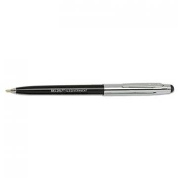 AbilityOne SKILCRAFT Combo Retractable Ballpoint Pen/Stylus, 1mm, Black Ink, Black/Silver Barrel