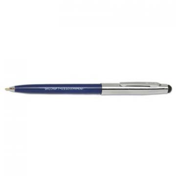 AbilityOne SKILCRAFT Combo Retractable Ballpoint Pen/Stylus, 1mm, Blue Ink, Blue/Silver Barrel