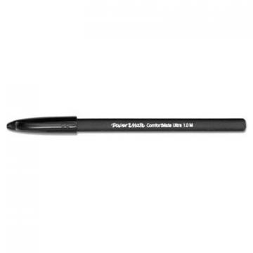 Paper Mate ComfortMate Ultra Stick Ballpoint Pen, Medium 1mm, Black Ink/Barrel, Dozen