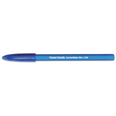 Paper Mate ComfortMate Ultra Stick Ballpoint Pen, Medium 1mm, Blue Ink/Barrel, Dozen