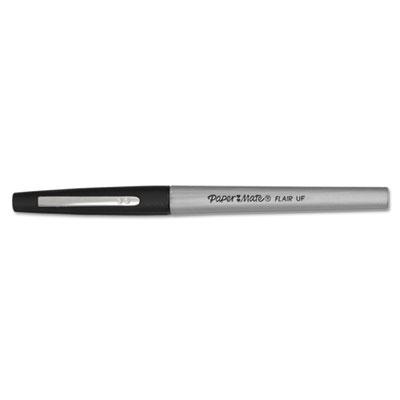 Paper Mate Flair Felt Tip Stick Porous Point Marker Pen, 0.4mm, Black Ink/Barrel, Dozen