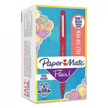 Paper Mate Point Guard Flair Stick Porous Point Pen, Bold 1.4mm, Red Ink/Barrel, 36/Box
