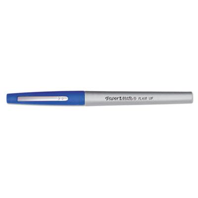 Paper Mate Flair Felt Tip Stick Porous Point Marker Pen, 0.4mm, Blue Ink/Barrel, Dozen