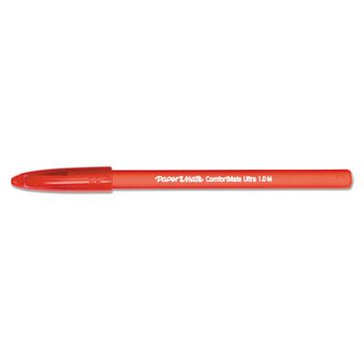 Paper Mate ComfortMate Ultra Stick Ballpoint Pen, Medium 1mm, Red Ink/Barrel, Dozen