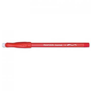 Paper Mate Eraser Mate Stick Ballpoint Pen, Medium 1mm, Red Ink/Barrel, Dozen