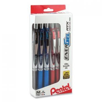 Pentel EnerGel RTX Gel Pen, Retractable, Medium 0.7 mm, Assorted Ink and Barrel Colors, 12/Pack