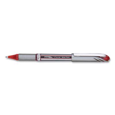 Pentel EnerGel NV Stick Gel Pen, 0.7 mm Metal Tip, Red Ink/Barrel, Dozen