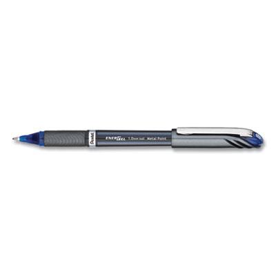 Pentel EnerGel NV Stick Gel Pen, 1 mm Metal Tip, Blue Ink/Barrel, Dozen