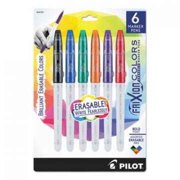 Pilot FriXion Colors Erasable Stick Marker Pen, 2.5mm, Assorted Ink, White Barrel, 6/Pack