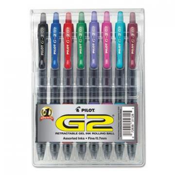 Pilot G2 Premium Retractable Gel Pen, 0.7mm, Assorted Ink/Barrel, 8/Set