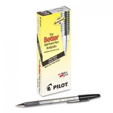 Pilot Better Stick Ballpoint Pen, Fine 0.7mm, Black Ink, Smoke Barrel, Dozen