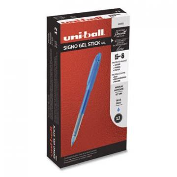 uni-ball Signo Stick Gel Pen, Medium 0.7 mm, Blue Ink/Barrel, Dozen