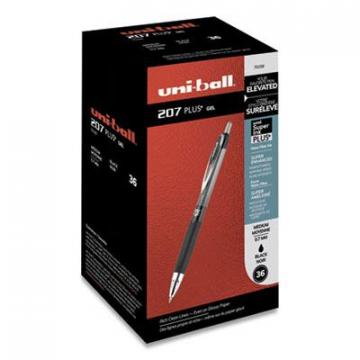 uni-ball 207PLUS+ Retractable Gel Pen, Medium 0.7 mm, Black Ink, Black Barrel, 36/Pack