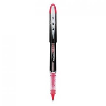 uni-ball VISION ELITE Stick Roller Ball Pen, Super-Fine 0.5mm, Red Ink, Black/Red Barrel