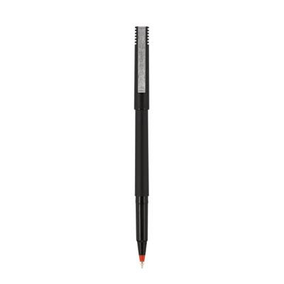 uni-ball Stick Roller Ball Pen, Fine 0.7mm, Red Ink, Black Matte Barrel, Dozen
