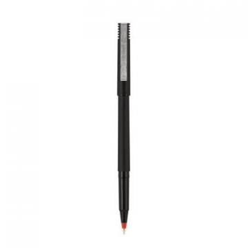 uni-ball Stick Roller Ball Pen, Fine 0.7mm, Red Ink, Black Matte Barrel, Dozen