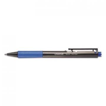 Universal Smooth Grip Retractable Ballpoint Pen, Medium 1mm, Blue Ink, Black Barrel, Dozen