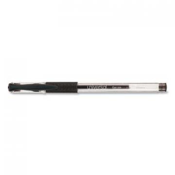 Universal Comfort Grip Stick Gel Pen, Fine 0.5mm, Black Ink, Clear Barrel, Dozen