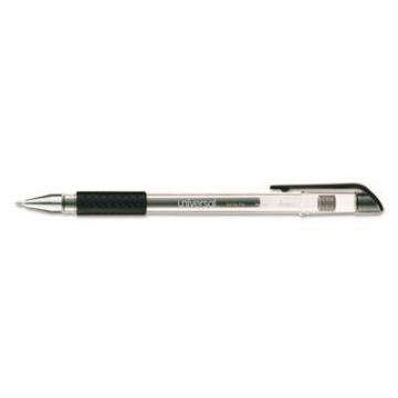 Universal Comfort Grip Stick Gel Pen, Medium 0.7mm, Black Ink, Clear Barrel, Dozen