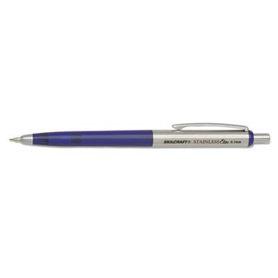 AbilityOne SKILCRAFT Stainless Elite Mechanical Pencil, 0.7 mm, HB (#2.5), Black/Blue/Silver, 3/Pk