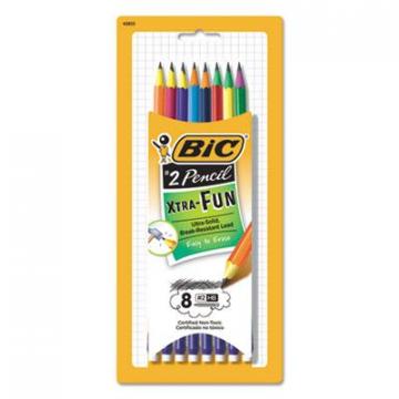 BIC #2 Pencil Xtra Fun, HB (#2), Black Lead, Assorted Barrel Colors, 8/Pack