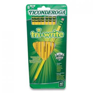 Dixon Ticonderoga Tri-Write Triangular Pencil, HB (#2), Black Lead, Yellow Barrel, 8/Pack