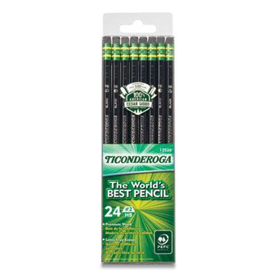 Dixon Ticonderoga Pencils, HB (#2), Black Lead, Black Barrel, 24/Pack