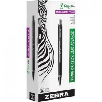 Zebra Z-Grip Plus Mechanical Pencil, 0.7 mm, HB (#2.5), Black Lead, Assorted Barrel Colors, Dozen