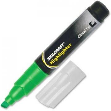 AbilityOne SKILCRAFT Large Fluorescent Highlighter, Chisel Tip, Fluorescent Green, Dozen