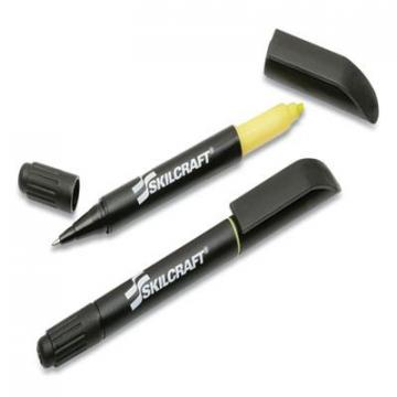 AbilityOne SKILCRAFT Rite-N-Lite Ballpoint Pen and Highlighter, Chisel Tip, Fluorescent Yellow