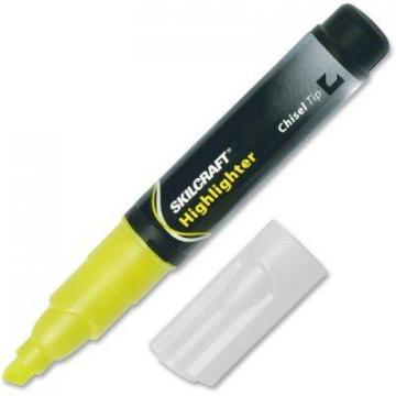 AbilityOne SKILCRAFT Large Fluorescent Highlighter, Chisel Tip, Fluorescent Yellow, Dozen