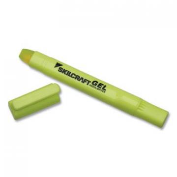 AbilityOne SKILCRAFT Gel Highlighter, Fluorescent Yellow Ink, Chisel Tip, Yellow Barrel, 4pk