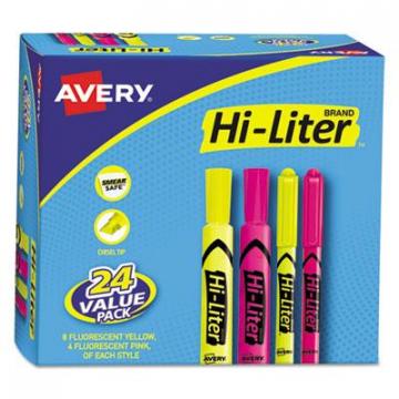 Avery HI-LITER Desk-Style Highlighters, Chisel/Bullet Tip, Assorted Colors, 24/Pack