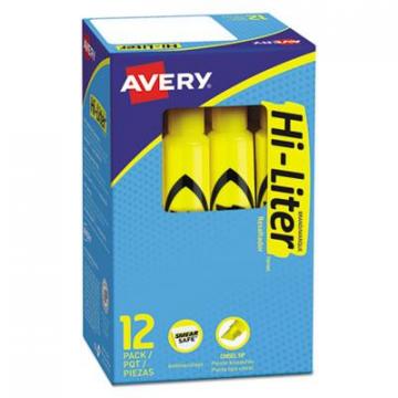 Avery HI-LITER Desk-Style Highlighters, Chisel Tip, Yellow, Dozen