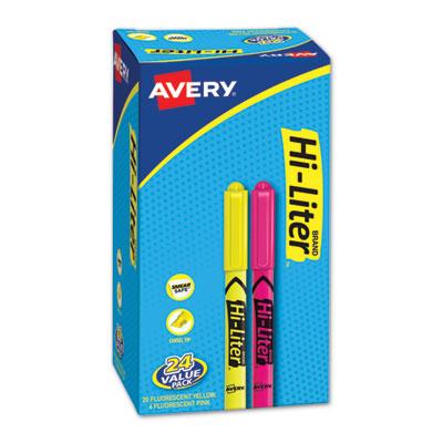 Avery HI-LITER Pen-Style Highlighters, Chisel Tip, Assorted Colors, 24/Pack