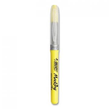 BIC Brite Liner Flex Tip Highlighters, Yellow Ink, Brush Tip, Yellow/Silver/Smoke Barrel, 3/Pack