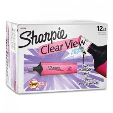Sharpie Clearview Tank-Style Highlighter, Blade Chisel Tip, Pink, Dozen
