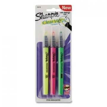 Sharpie Clearview Pen-Style Highlighter, Chisel Tip, Assorted Colors, 3/Pack