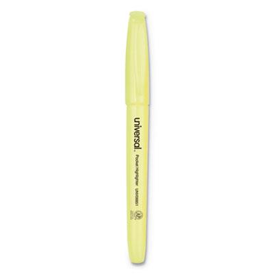 Universal Pocket Highlighters, Chisel Tip, Fluorescent Yellow, Dozen