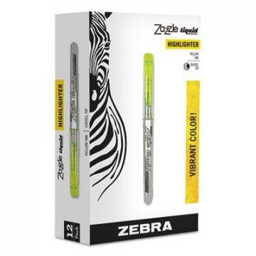 Zebra Zazzle Liquid Ink Highlighter, Chisel Tip, Fluorescent Yellow, Dozen