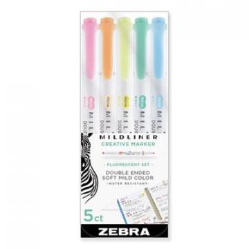 Zebra Mildliner Double Ended Highlighter, Chisel/Bullet Tip, Assorted Colors, 5/Pack