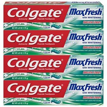 Colgate Max Fresh Whitening Toothpaste with Breath Strips, 6 Oz, Limited Edition, Clean Mint