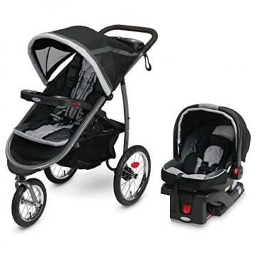 Graco FastAction Fold Jogger Travel System with Jogging Stroller and SnugRide 35 Infant Car Seat