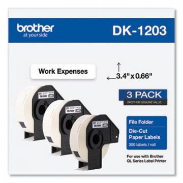 Brother Die-Cut File Folder Labels, 0.66 x 3.4, White, 300/Roll, 3 Rolls/Pack